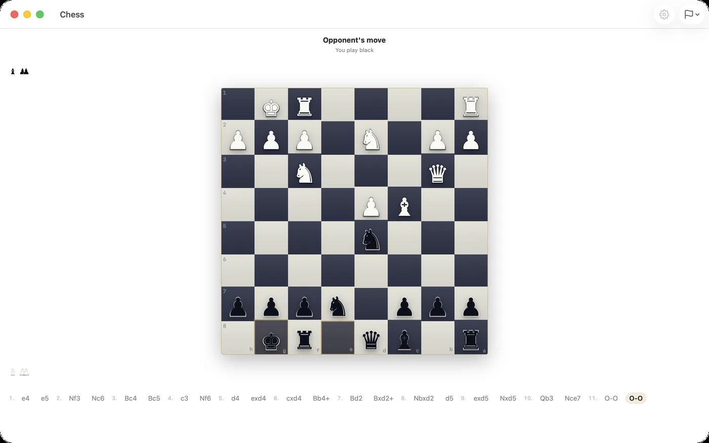 A chess game in Dialr, opened from a conversation
